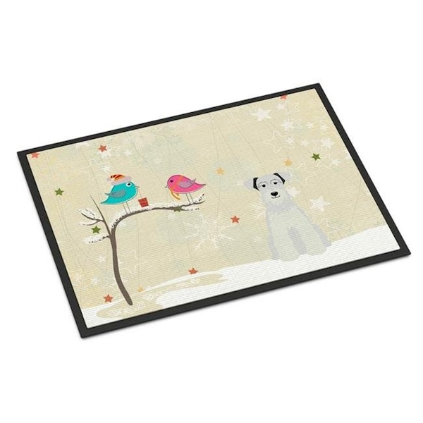 Carolines Treasures BB2525MAT Christmas Presents Between Friends Miniature Schanuzer White Indoor or Outdoor Mat; 18 x 0.25 x 27 in. BB2525MAT - main